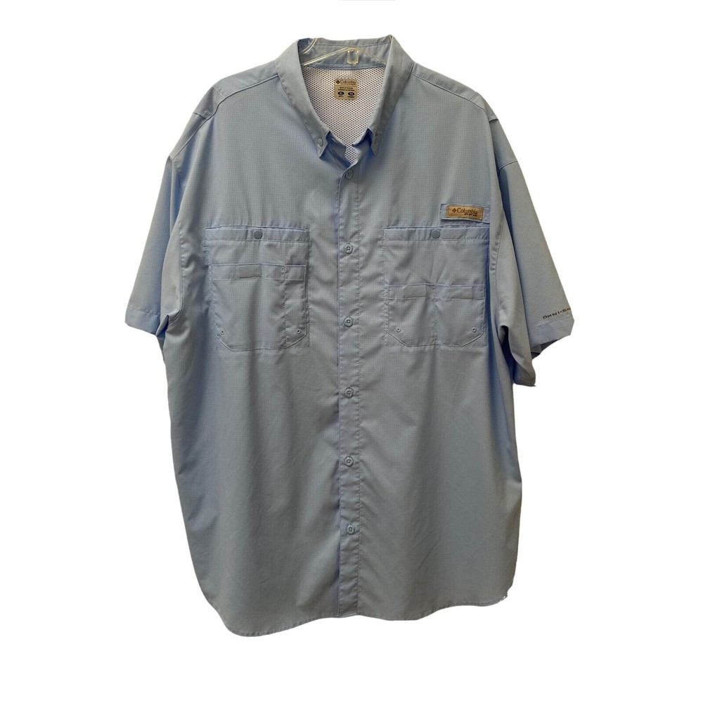Columbia PFG Omni-Shade Men’s Size XL Light Blue Button Down Short Sleeve Shirt